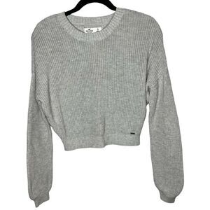 Hollister Crop Long Sleeve Crew Neck Light Gray Women’s Sweater Sz Small